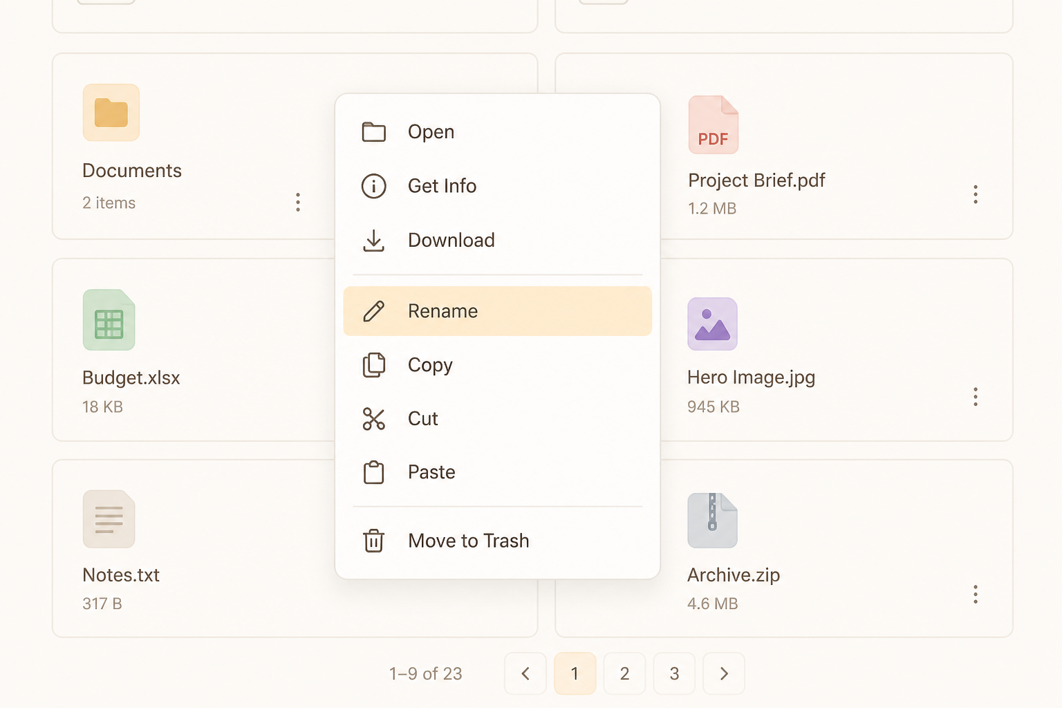 Context menu